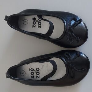 Nearly New Zoe & Zac Black MaryJanes Ballet Flats Mary Jane's Strap Bow Dressy